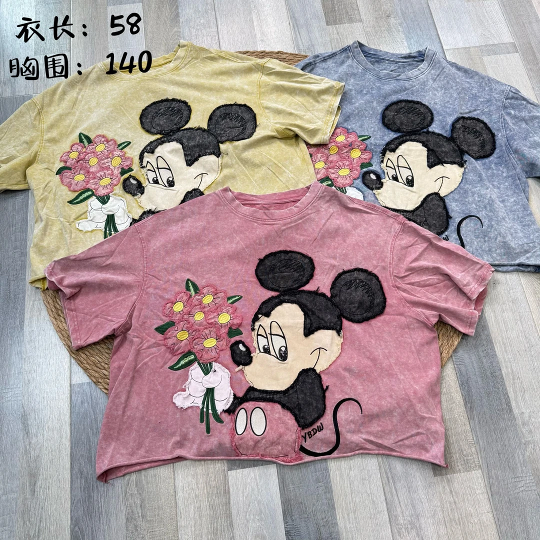 花花推荐三色米老鼠贴布T恤