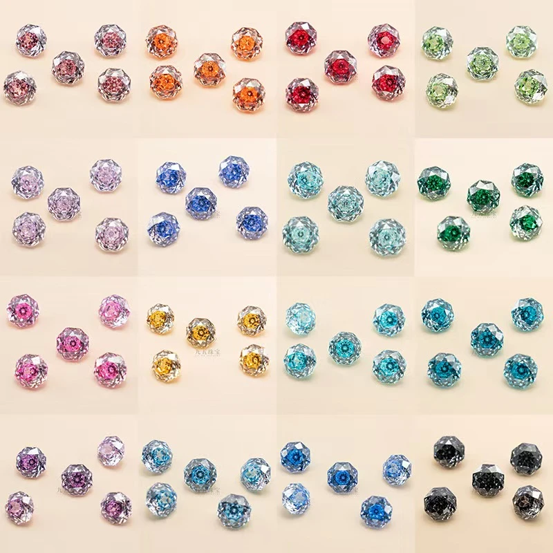 钛钢锆石耳饰 爆闪玫瑰切钛钢6mm玫瑰切糖心防敏敏耳钉