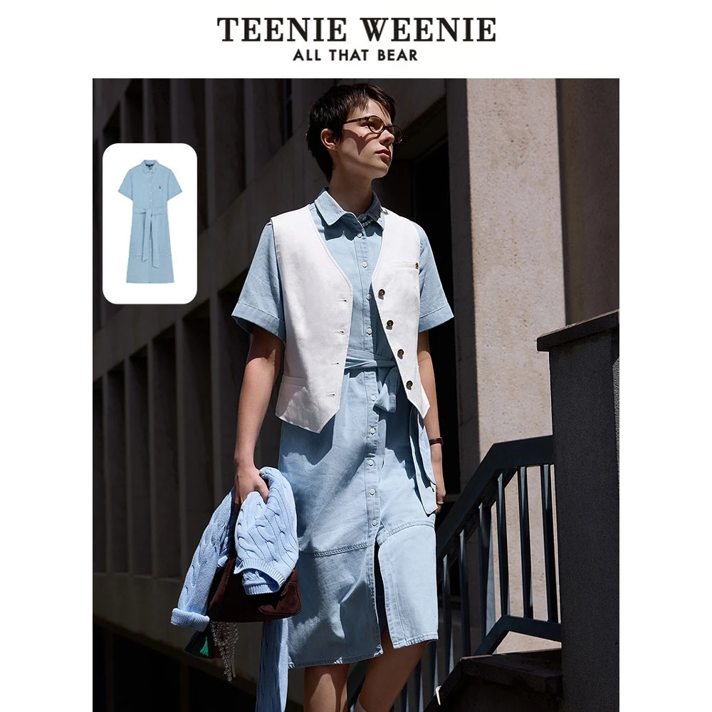 TeenieWeenie小熊牛仔连衣裙25简约休闲复古丹宁裙子TTOJ252301W