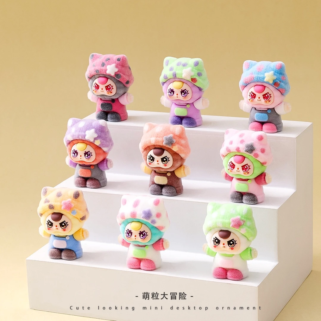 【双许愿+九宫格】植绒波点帽娃三岁猫咪萌粒diy饰品树脂小摆件