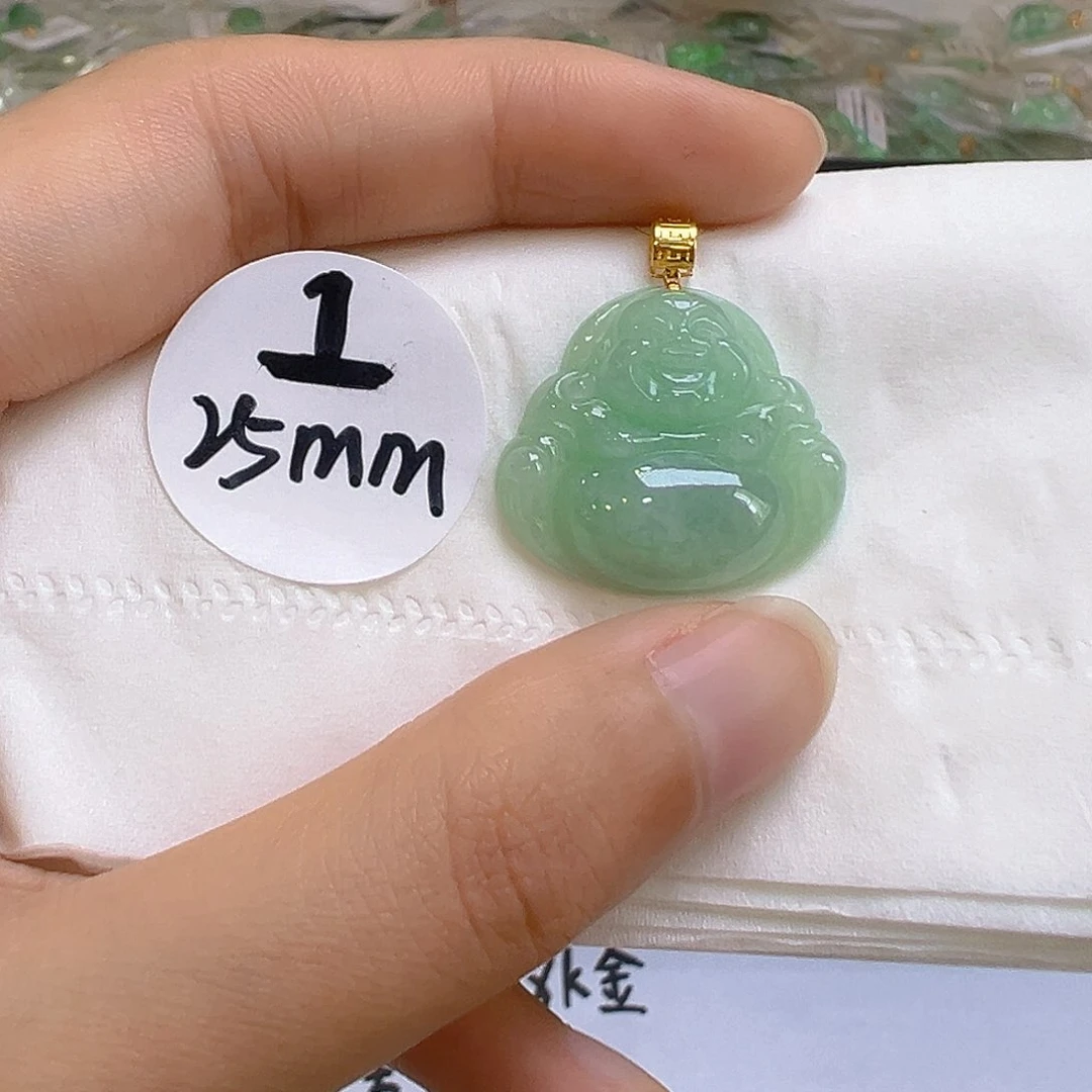翡翠18K金镶嵌吊坠(不含链)翡翠