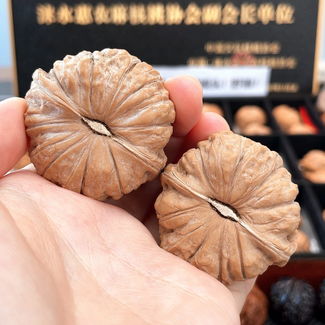 把件文玩核桃正圆瓜矮桩正肩45尺全品红南瓜