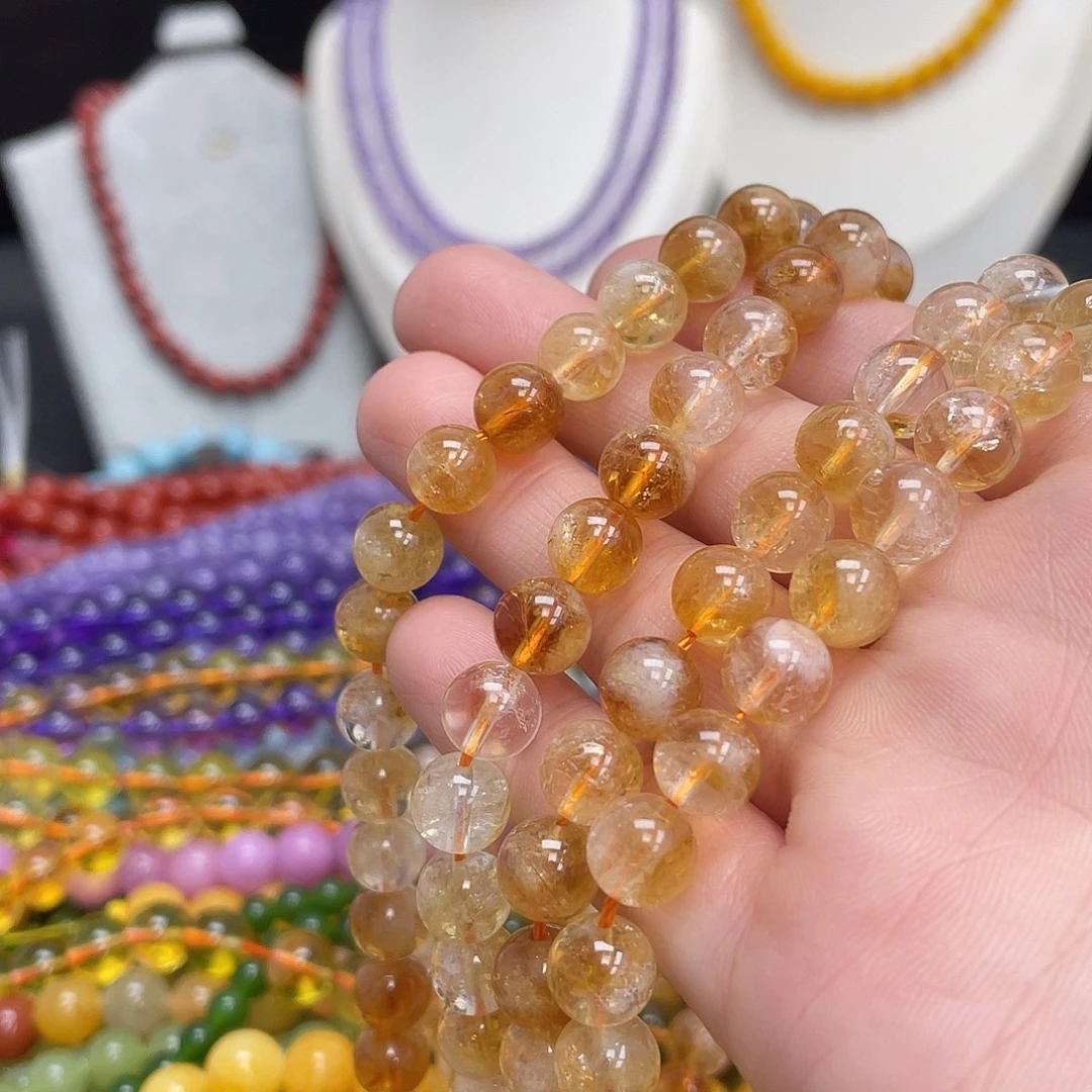 玛瑙/玉髓未镶嵌半成品黄塔晶8m散珠