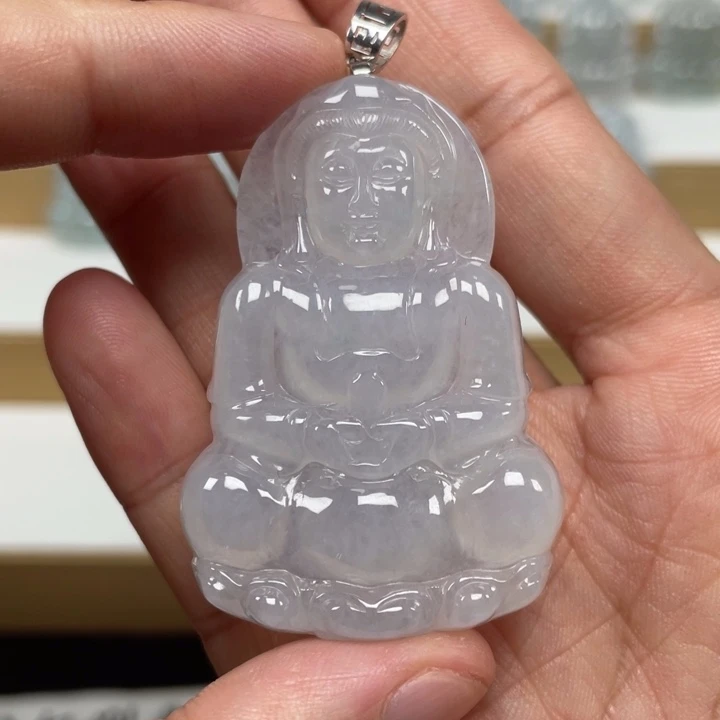 颈饰未镶嵌翡翠天然缅甸翡翠A货观音103号