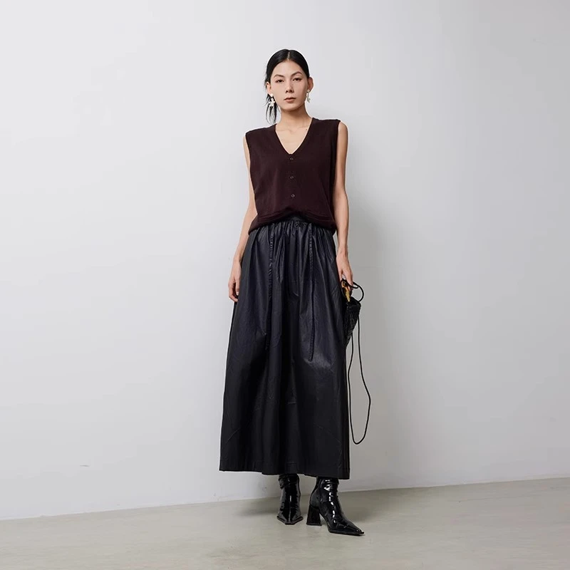 ATUMU「半身裙系列」早秋上新 丨高腰女中长款高级感百褶裙AT164