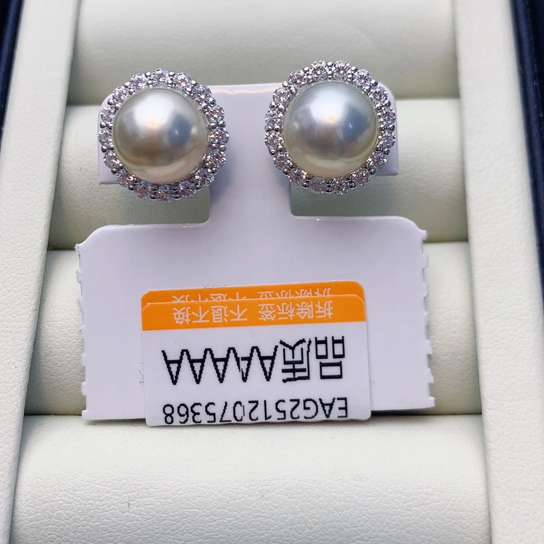 海水珍珠银S925镶嵌耳饰W33