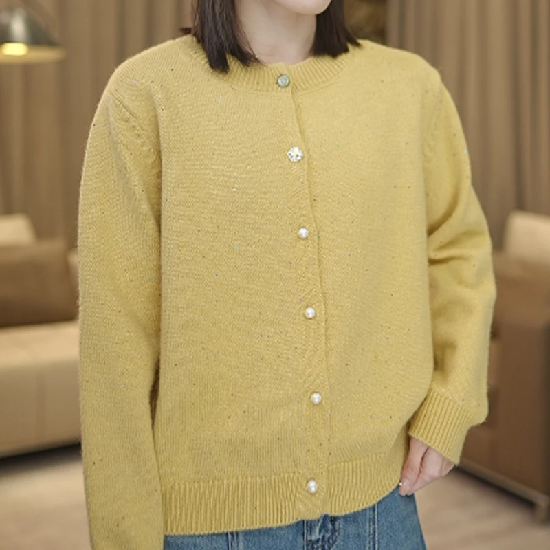 [清仓款]SZZ6755新款圆领不规则扣子设计款女装针织衫