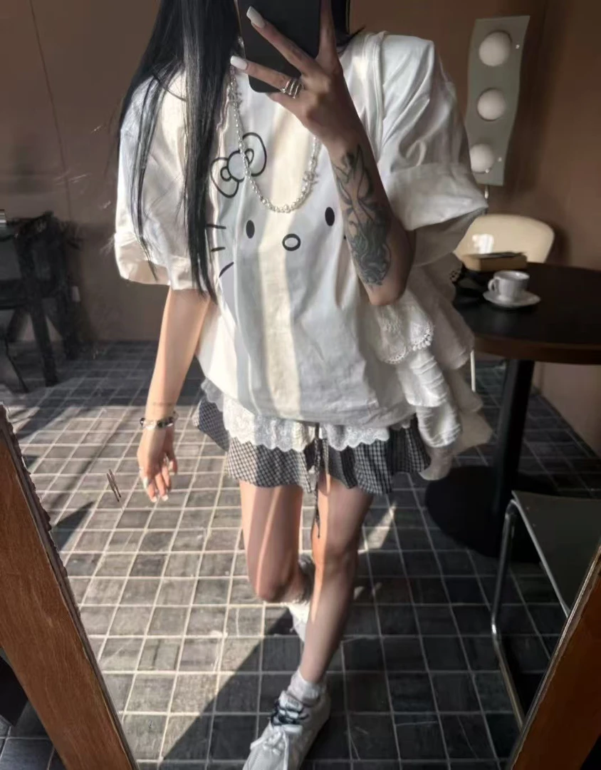 GOD财神新款 很可爱的图案 宽松垫肩短袖T恤