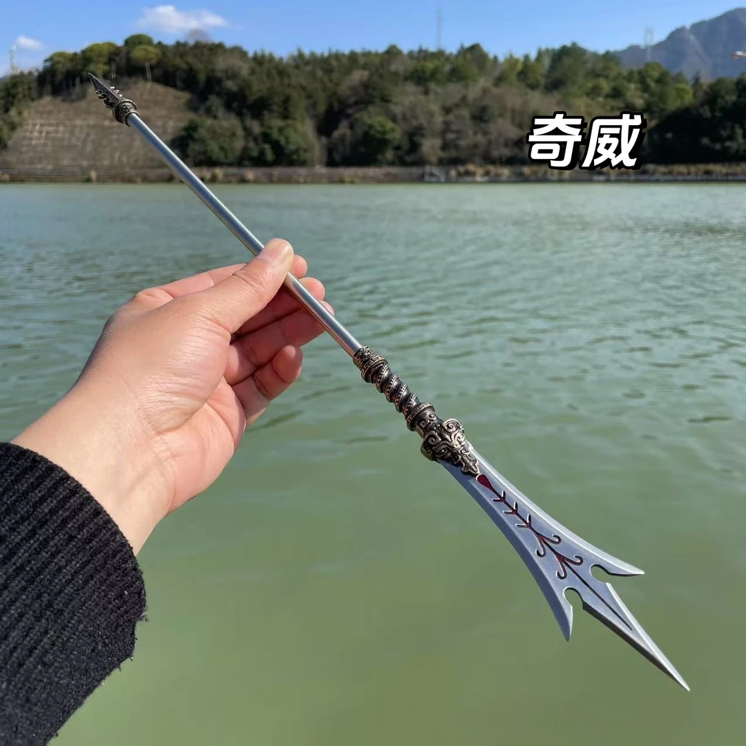 新款迷你魔版二郎神三尖两刃微兵器复古小兵器微缩桌面收藏摆件