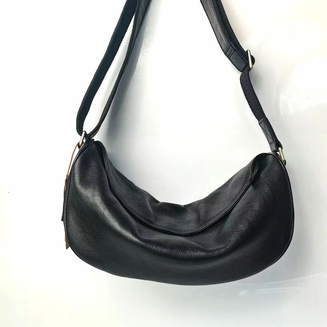 【谷道】头层牛皮软糯慵懒方便男友包大容量肩包DG3116