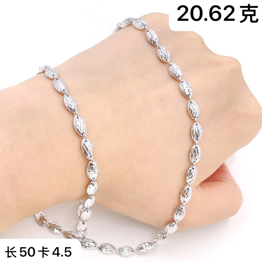 铂金Pt950项链-橄榄形枣核镭射项链男生女生情侣款多样性发货一件