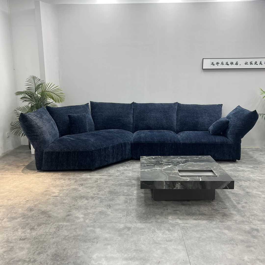 【乐逸雅居家具工厂-高定版】轻奢客厅异形雪尼尔极简简约花瓣沙发