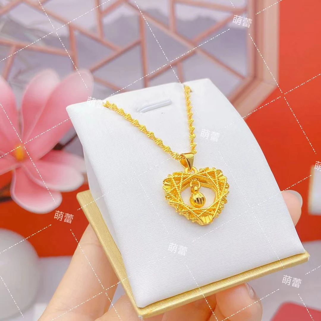 铜合金项链 新款织梦网爱心女士项链平安扣灵动百搭精美锁骨链