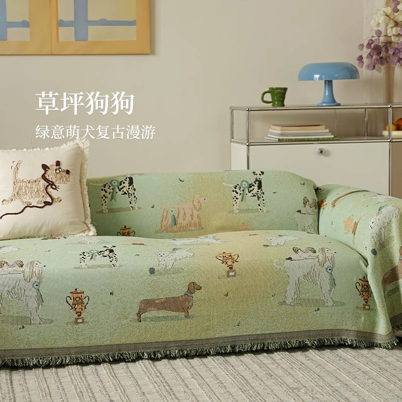沙发盖布多巴胺防猫抓沙发套套罩可爱客厅盖巾防滑四季通用沙发毯