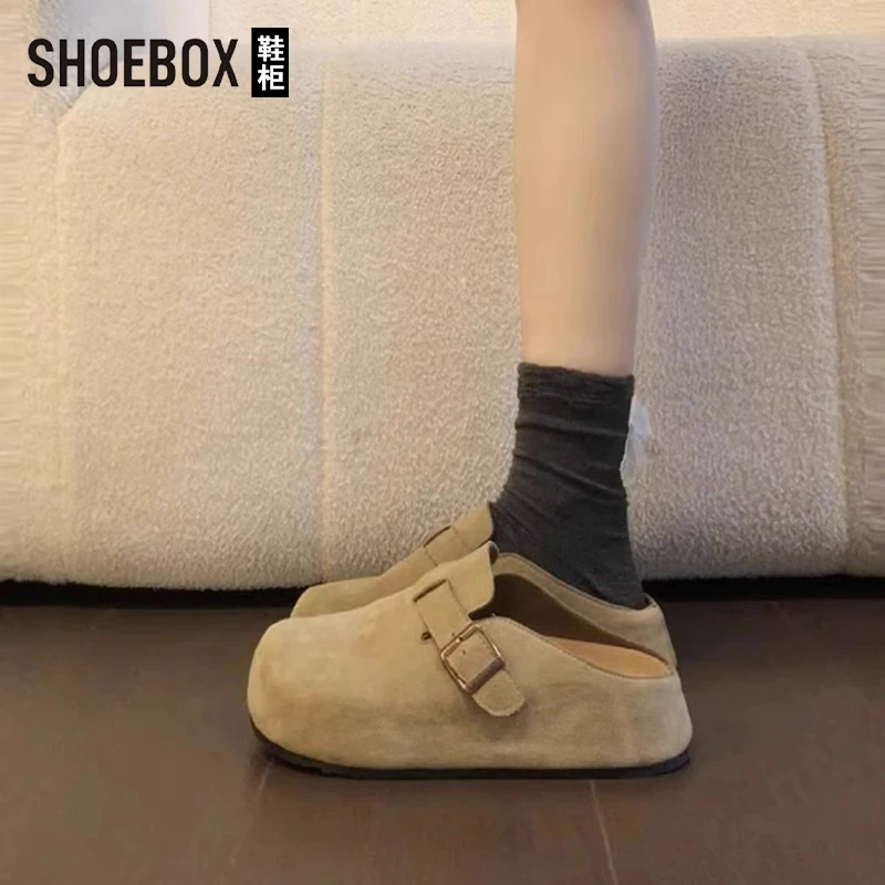 SHOEBOX鞋柜厚底增高勃肯鞋女2025秋季新款配裙子一脚蹬包头拖