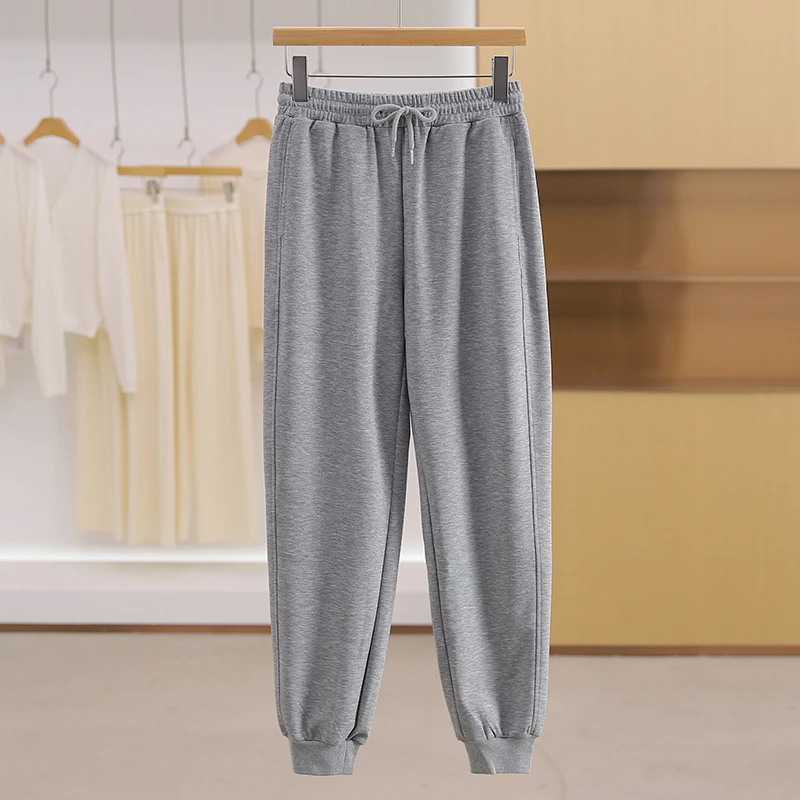 伍莎服饰云仓【她】休闲纯色运动裤百搭松紧腰束脚裤