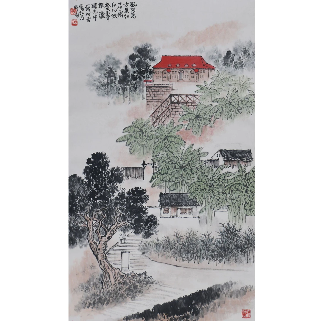 LOT.008钱松嵒【山水】纸本立轴B0501-337预展手绘美术品