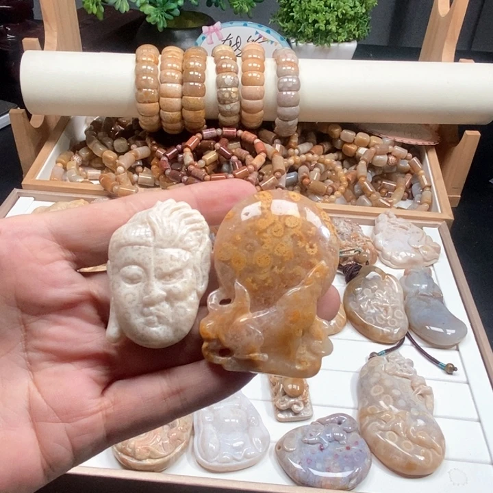 莫***言硅化珊瑚（珊瑚玉）未镶嵌颈饰