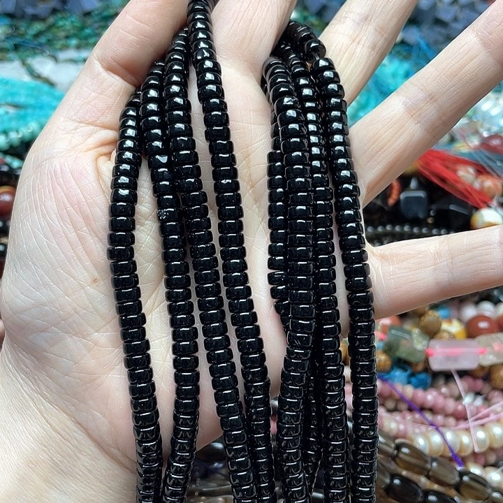 玛瑙/玉髓合金珠宝半成品一条6m黑玛瑙剁珠