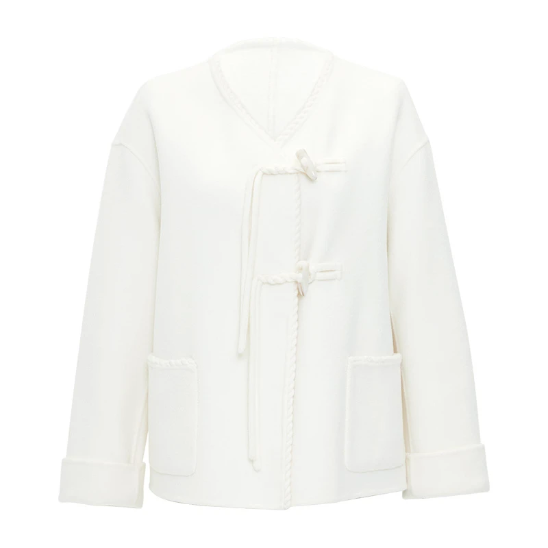 【小余专属】新中式V领舒适落肩双面呢外套M3D320A