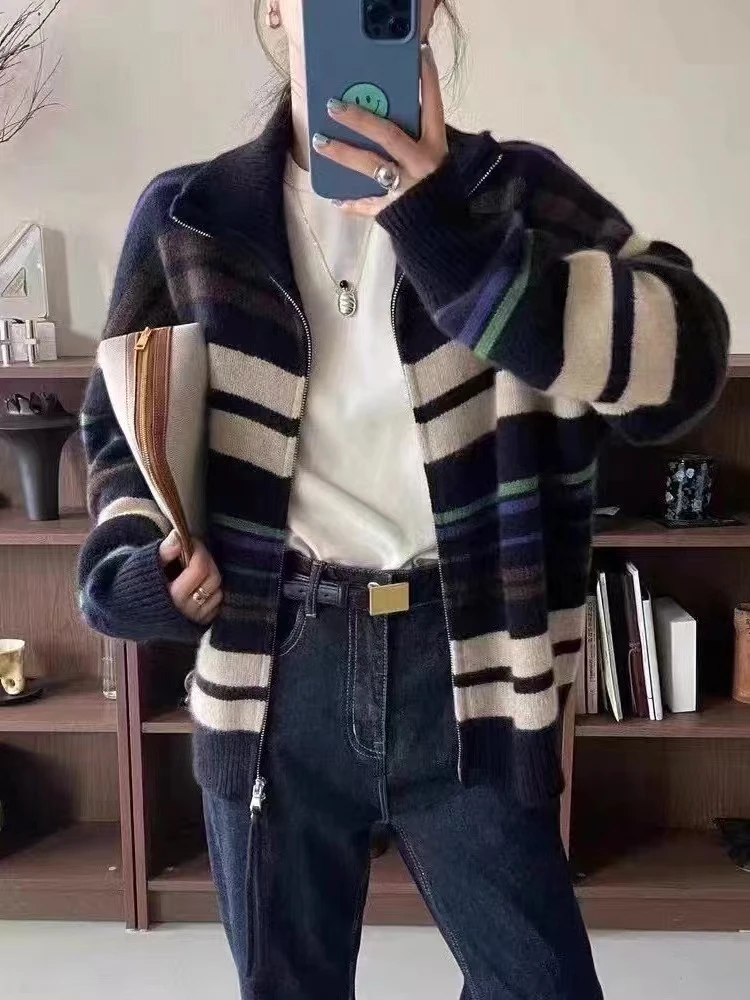 FUJIA STYLE新款气质休闲韩版简约圆领长袖开衫毛衣Z88188