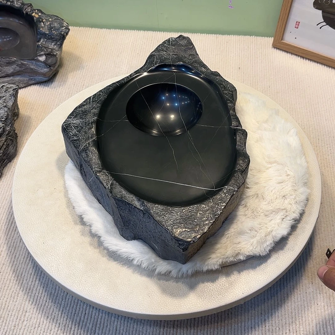 灵璧石原石砚台摆件