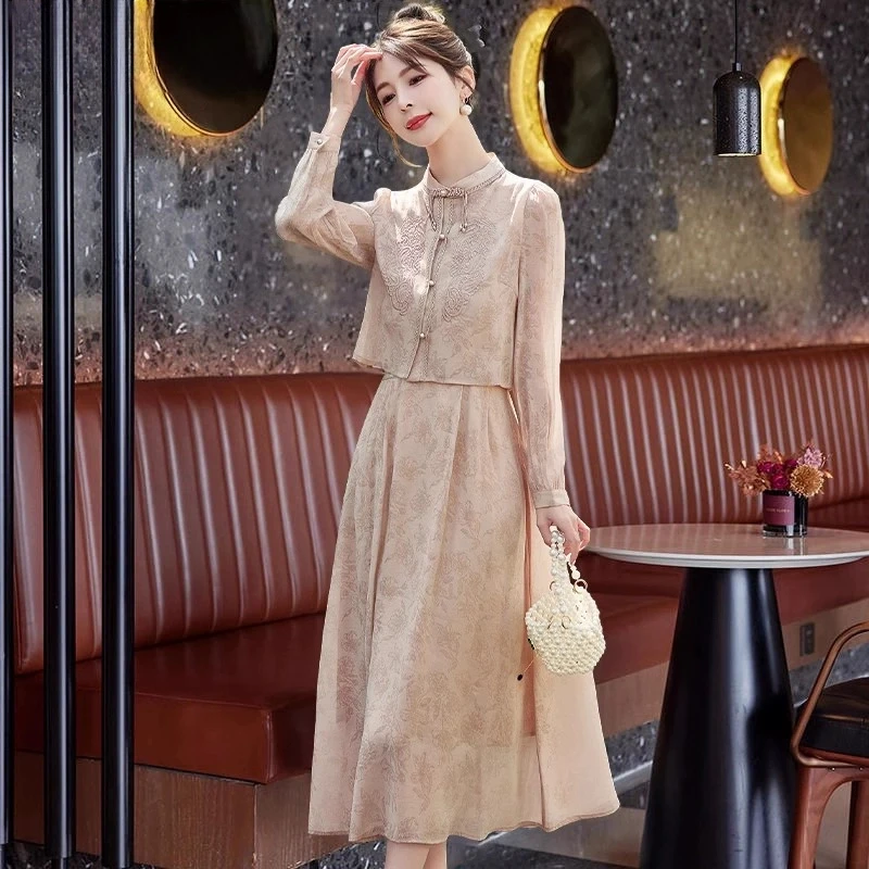 新中式国风改良旗袍套装连衣裙2025新款女春夏时尚汉服高端两件套