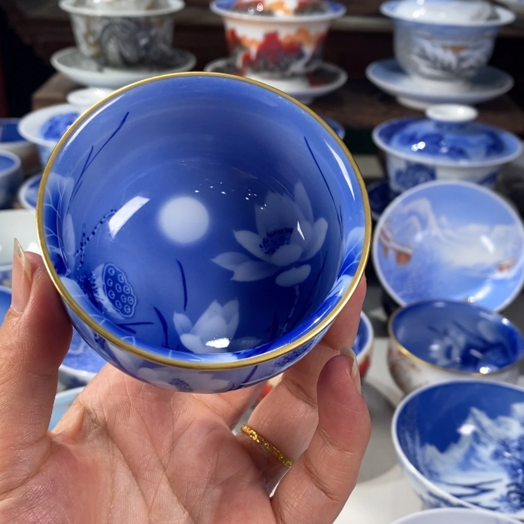 青花荷花主人杯杯