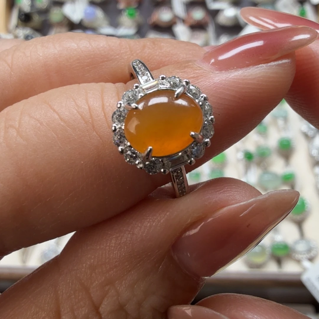 翡翠银S925镶嵌戒指8102