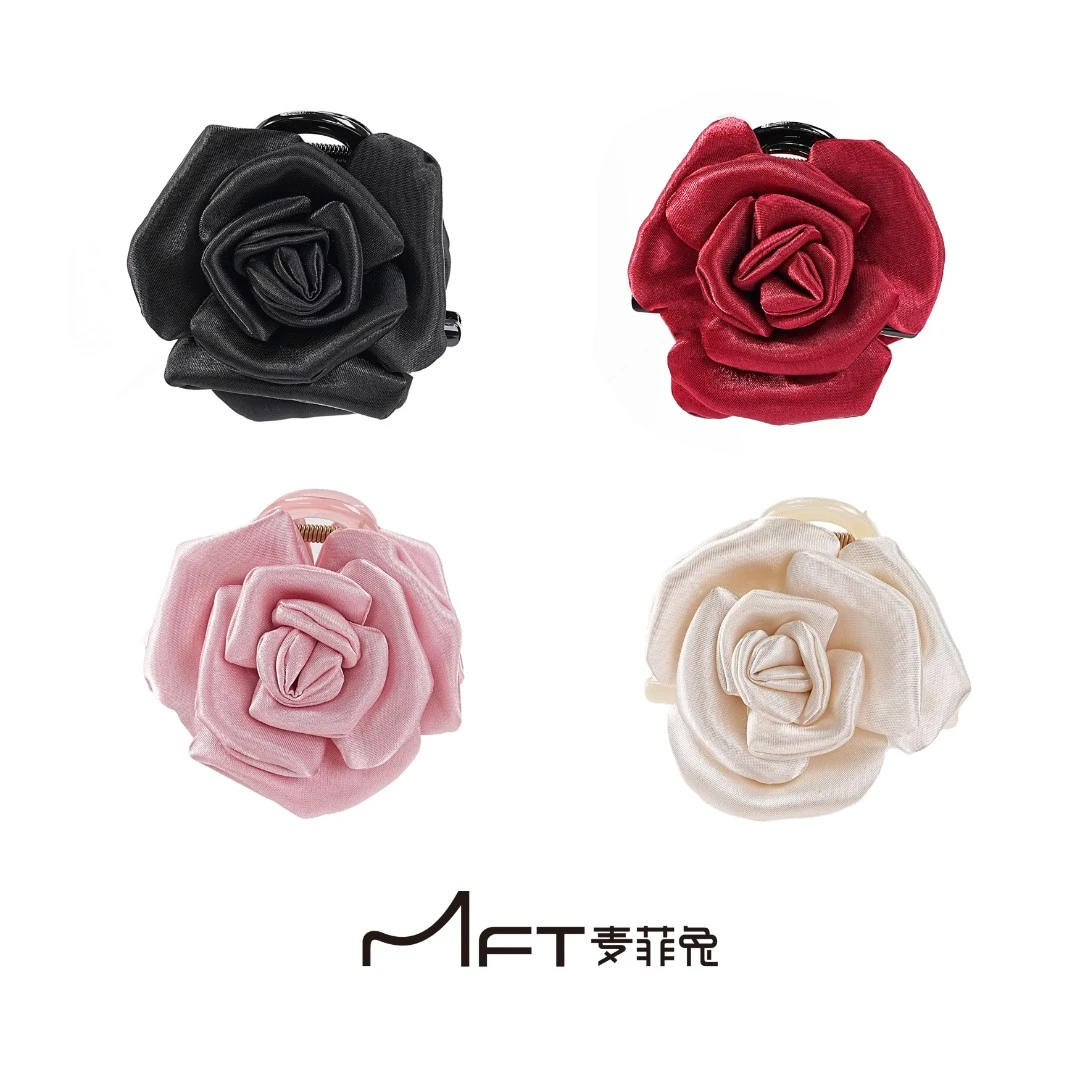 花苞玫瑰抓夹韩系气质森系花朵发夹女2025新款高端头发鲨鱼夹