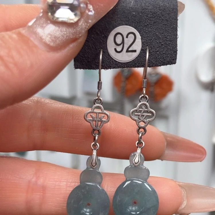 【闪购商品】翡翠耳饰银S925镶嵌耳饰