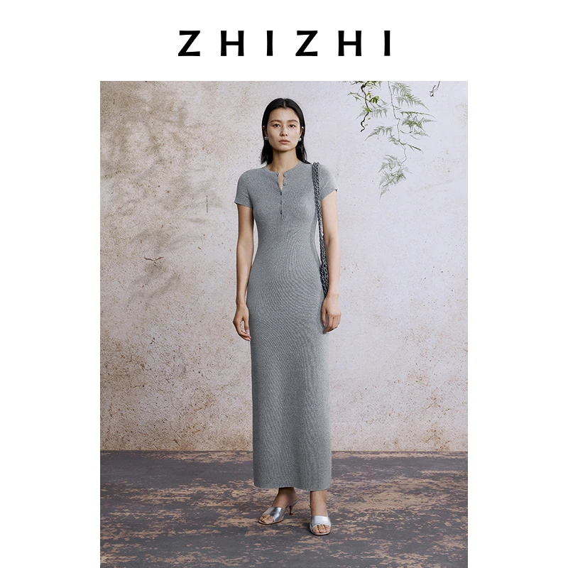 致知 海棠春 亚麻连衣裙女2025年夏季新款修身长款ZZ2EMKLT013