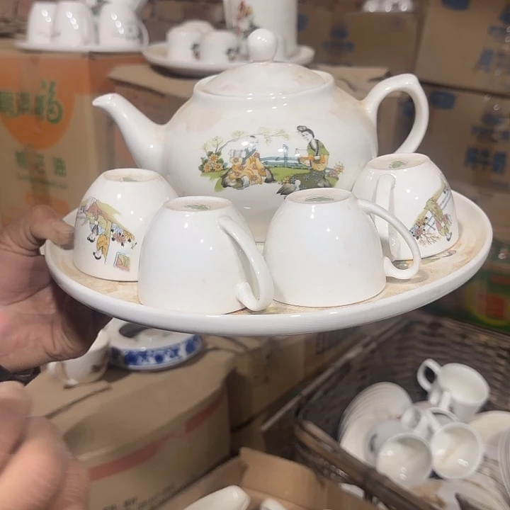 库存微瑕三娘教子多空茶壶一套容量800毫升