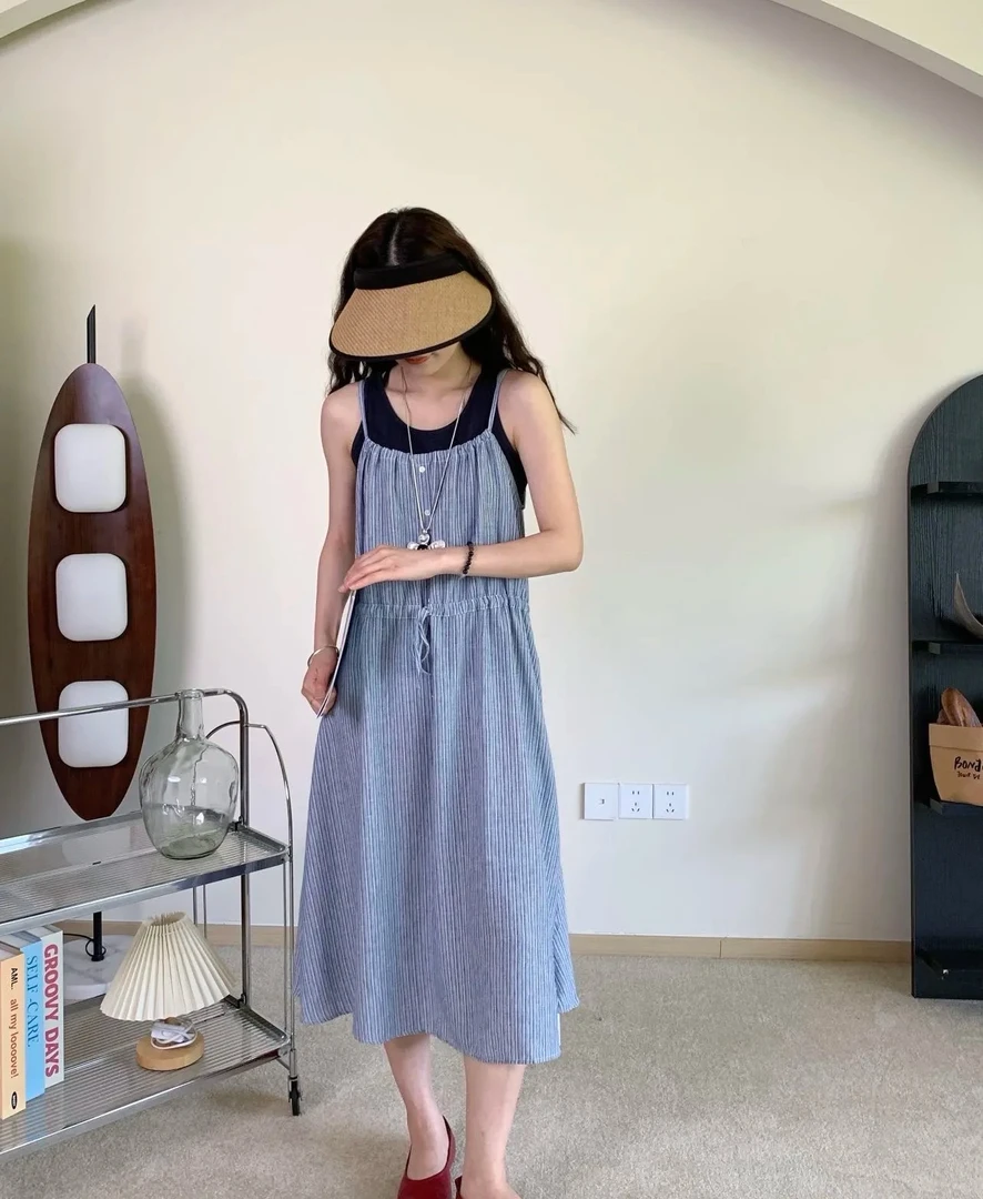 【葡萄树下】真两件套背心+吊带裙2025新款夏季韩系气质显瘦时尚裙