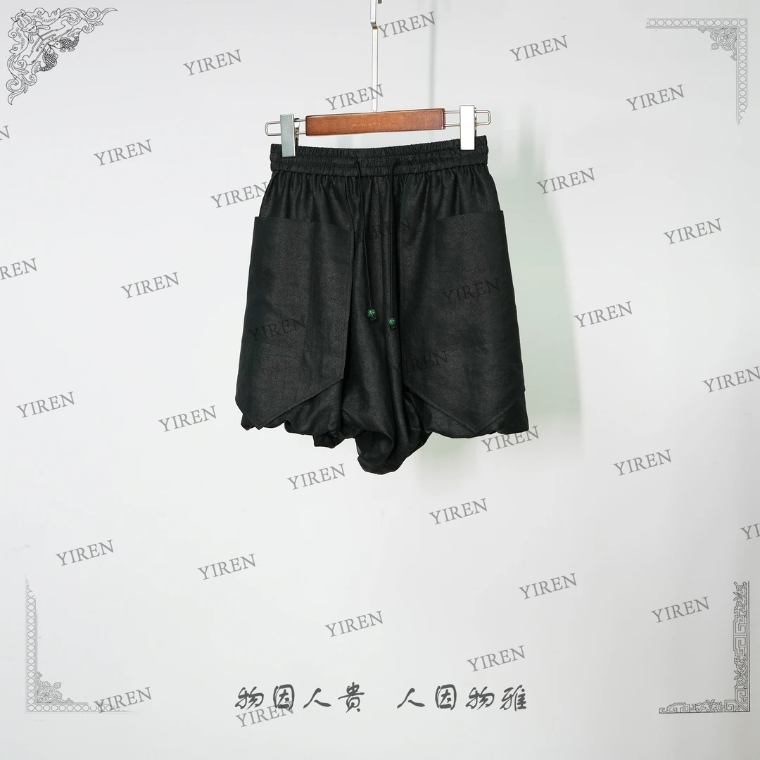 蚁人创意 莨纱龟 香云纱气质显瘦百搭花苞短裤14391748