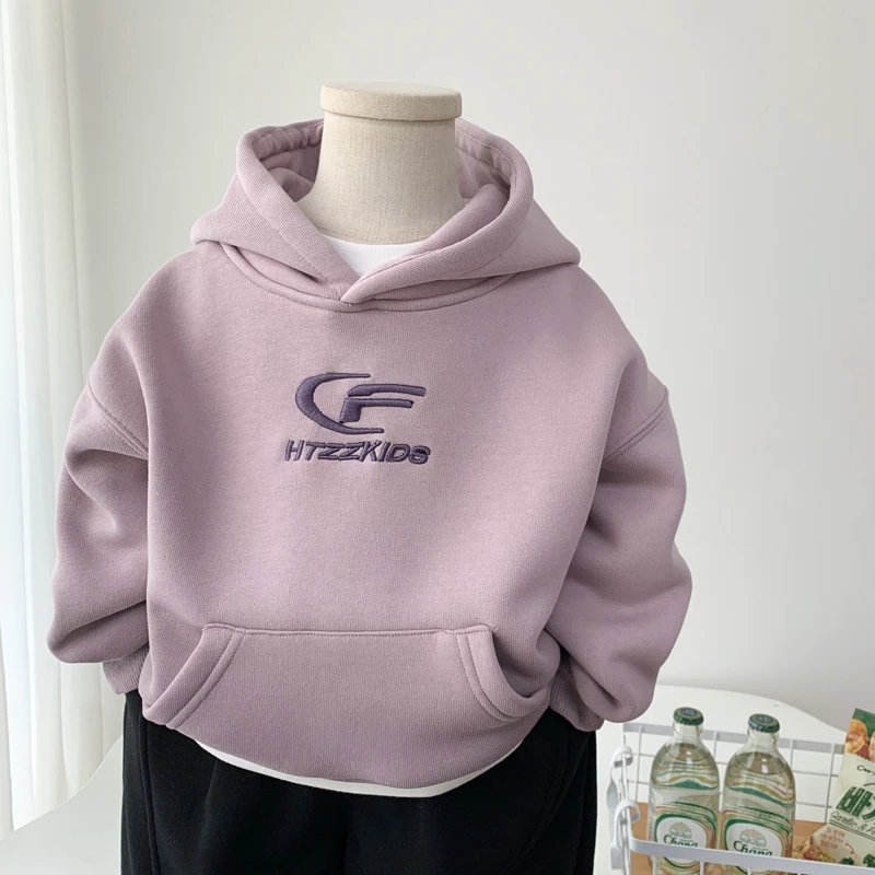 男童加绒卫衣时尚男孩扎染上衣酷帅秋冬2025新款中小童洋气连帽衫