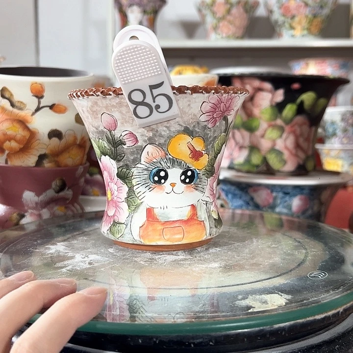 景德镇市手绘花盆 幸运花盆