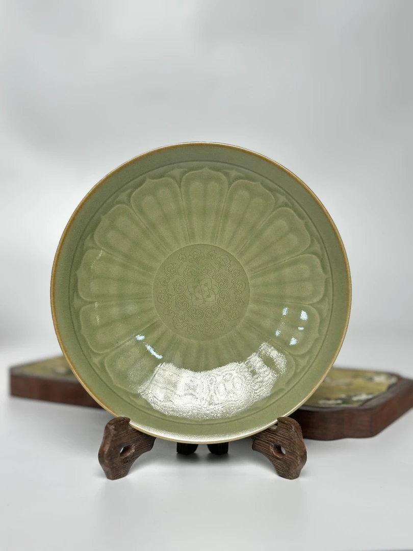 耀州窑青釉莲瓣壶承 微瑕福利