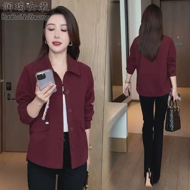2025秋季新款洋气减龄纯色短外套女小个子穿搭宽松显瘦休闲风夹克