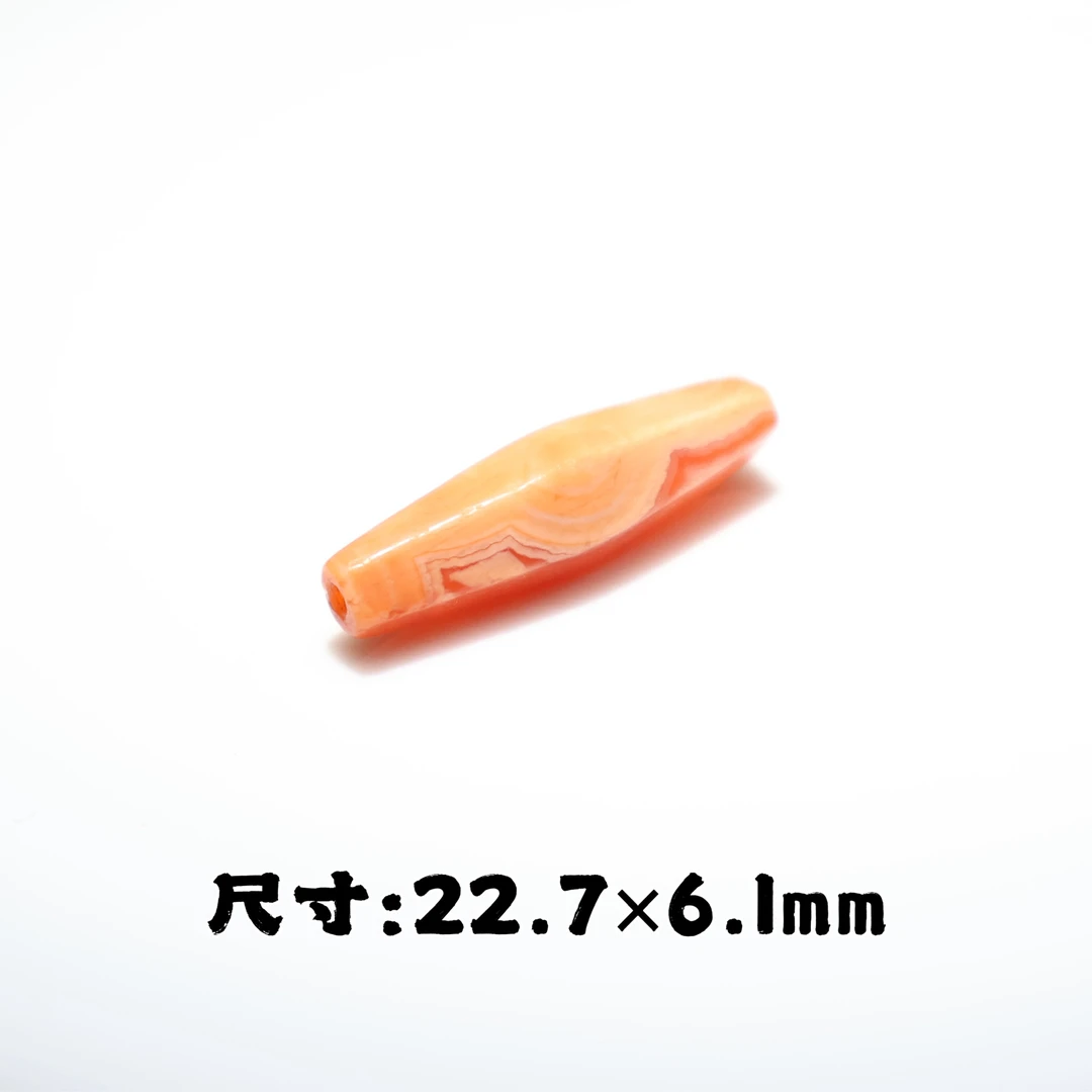 满金皮沁多棱红玉髓管珠