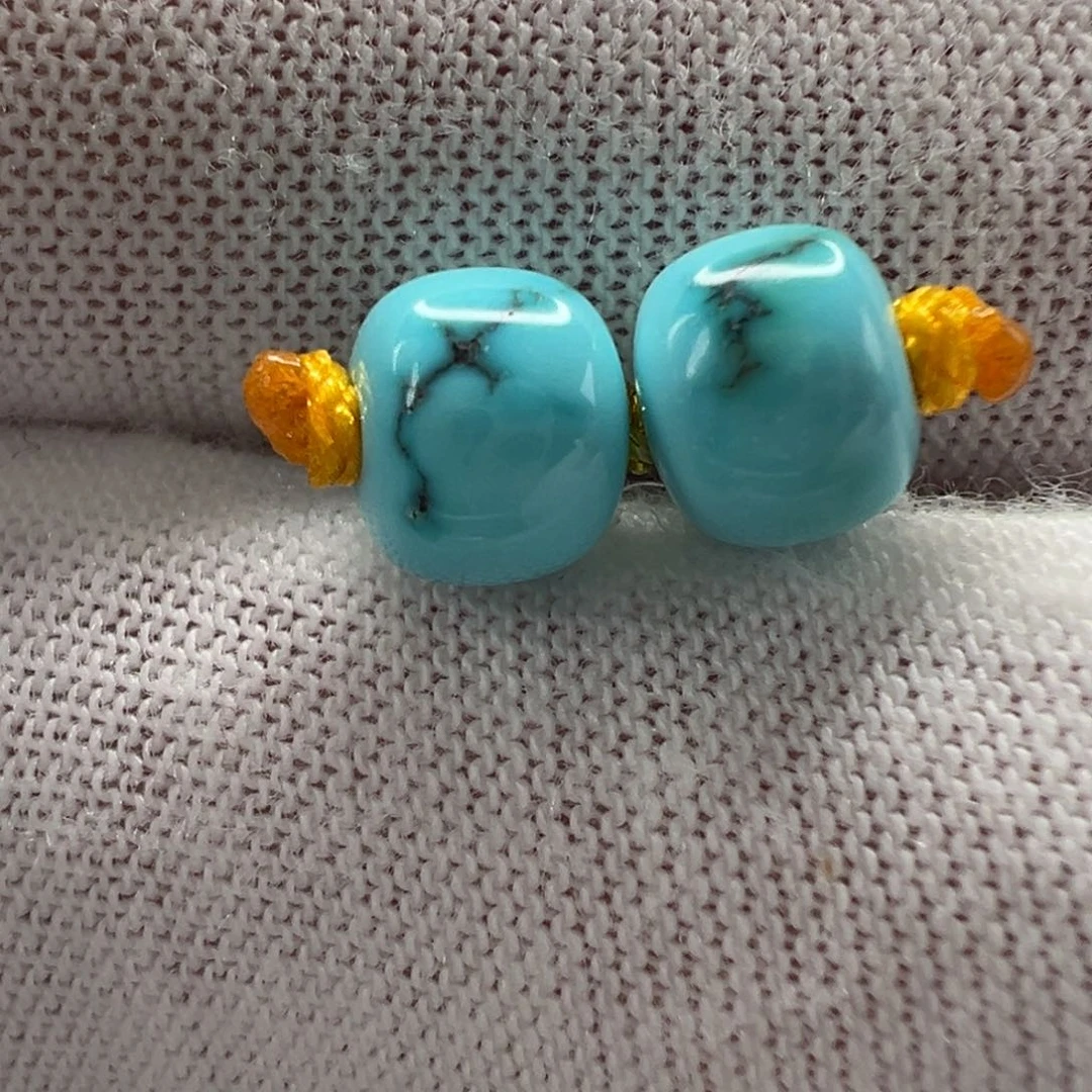 绿松石未镶嵌老型对珠6.5