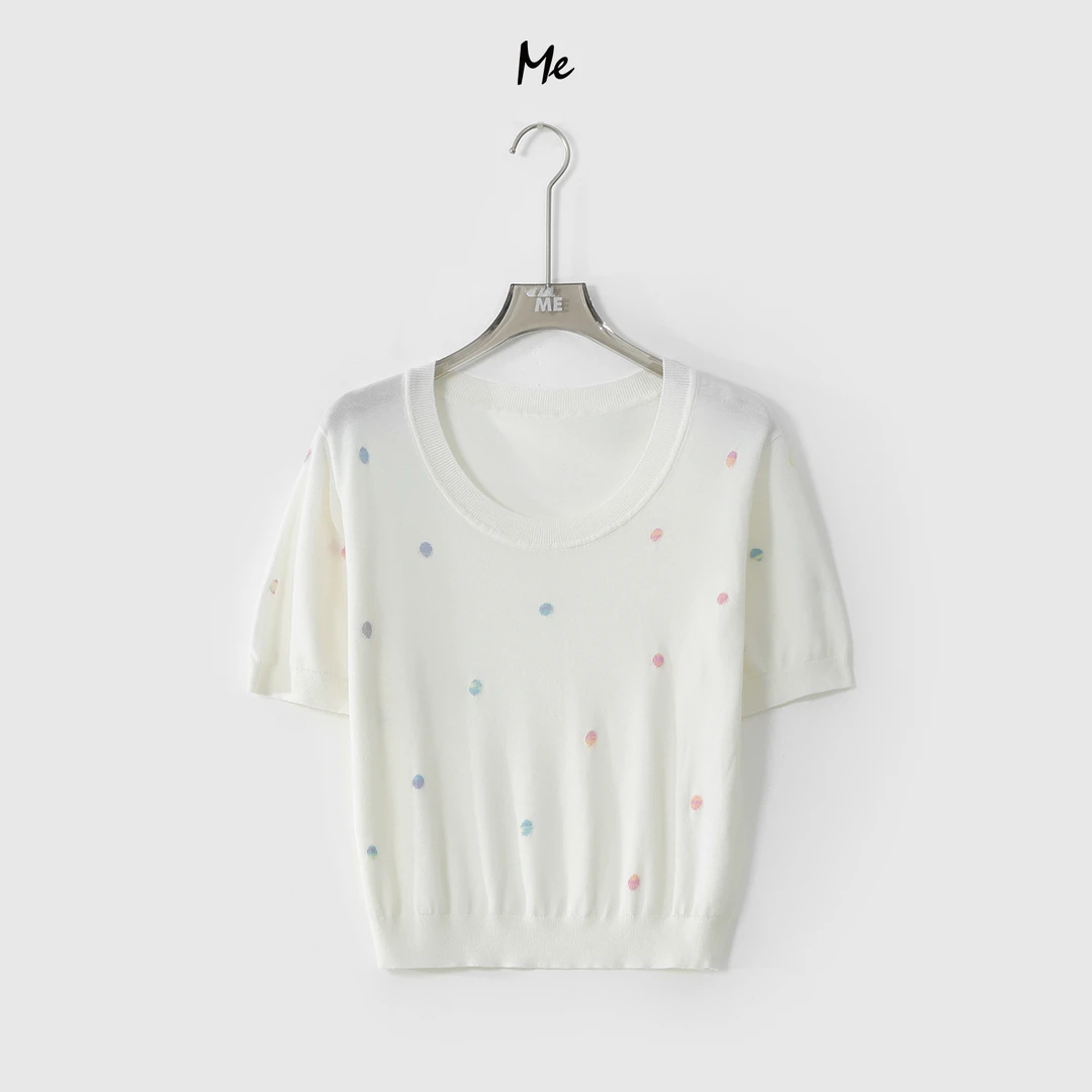 ME【彩色波点T】夏季新款女士显瘦通勤时尚针织衫MEQS3963