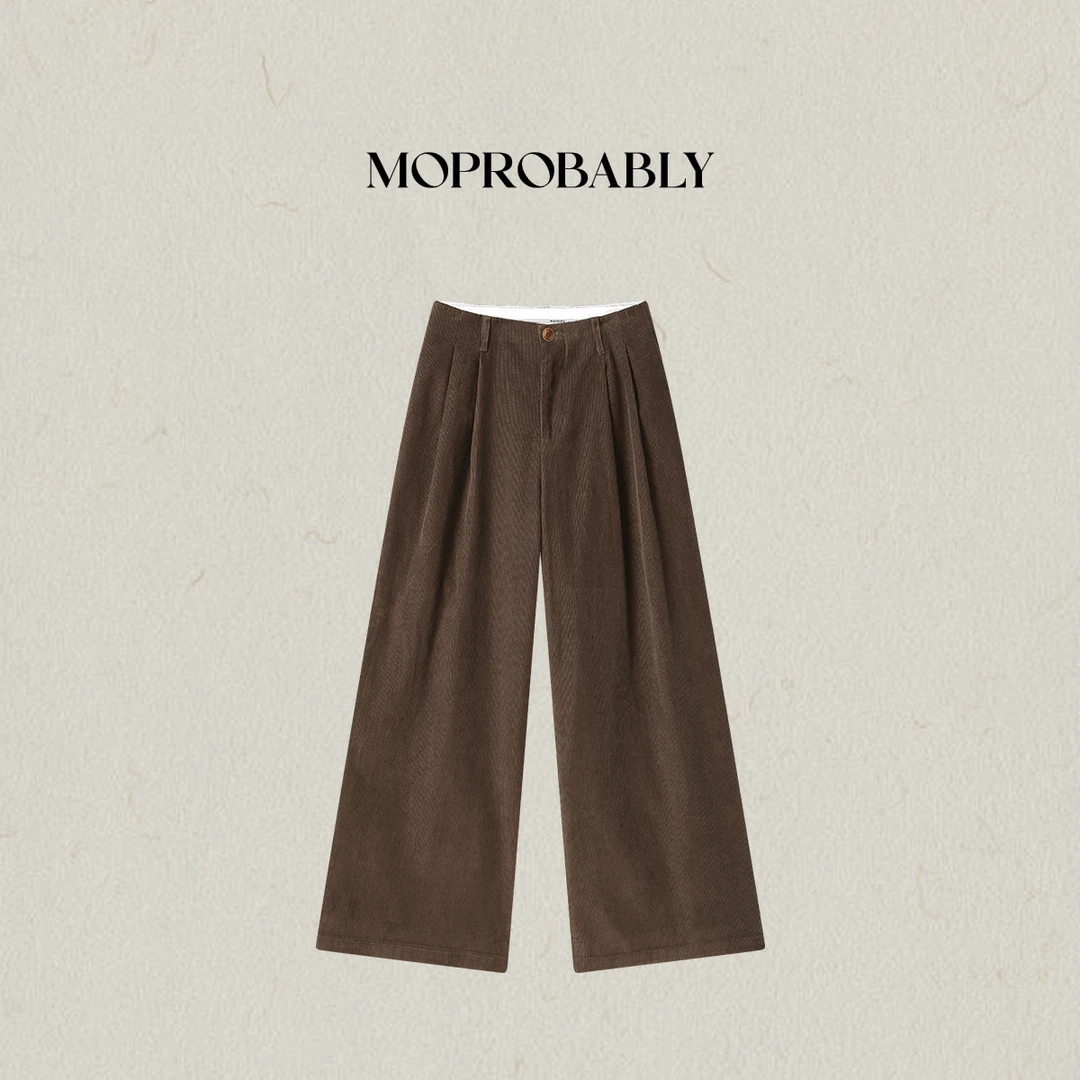 Moprobably李予诺「慕希」"100%棉"复古灯芯绒阔腿休闲裤L5363041