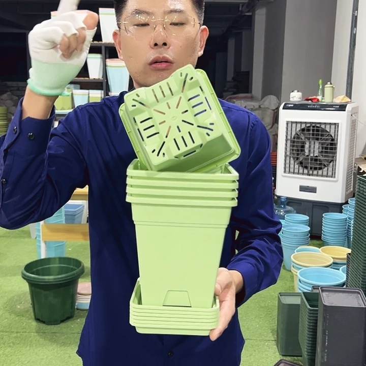 正品方盆口16高18果绿5只带托
