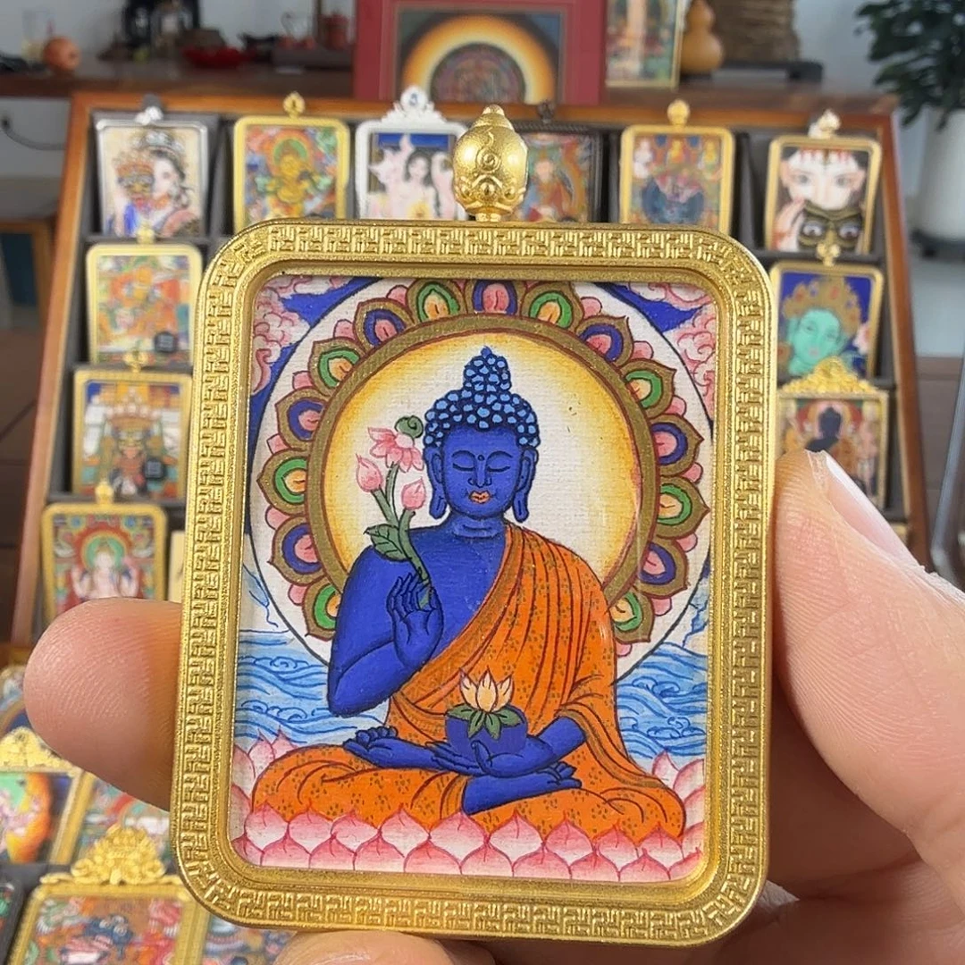 吊坠纯手绘药师唐卡