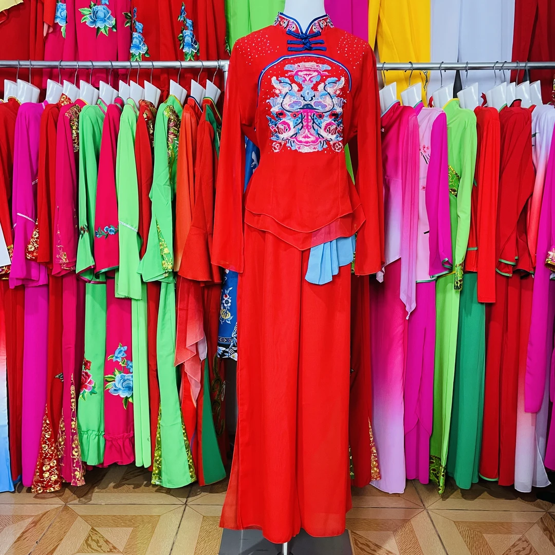 2025高档新款舞蹈服装秧歌服装绥德秧歌队古典民族风扇子舞服套装