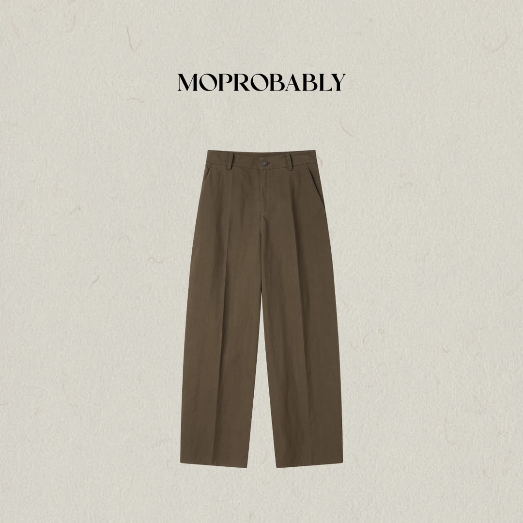 Moprobably李予诺「调调」极简风时尚简约百搭直筒休闲裤L5363007