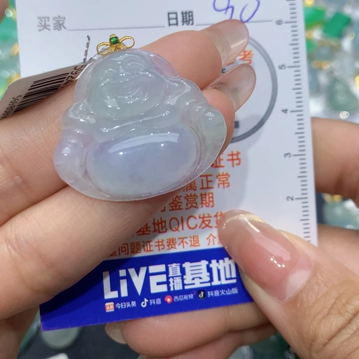 翡翠颈饰18K金镶嵌佛公