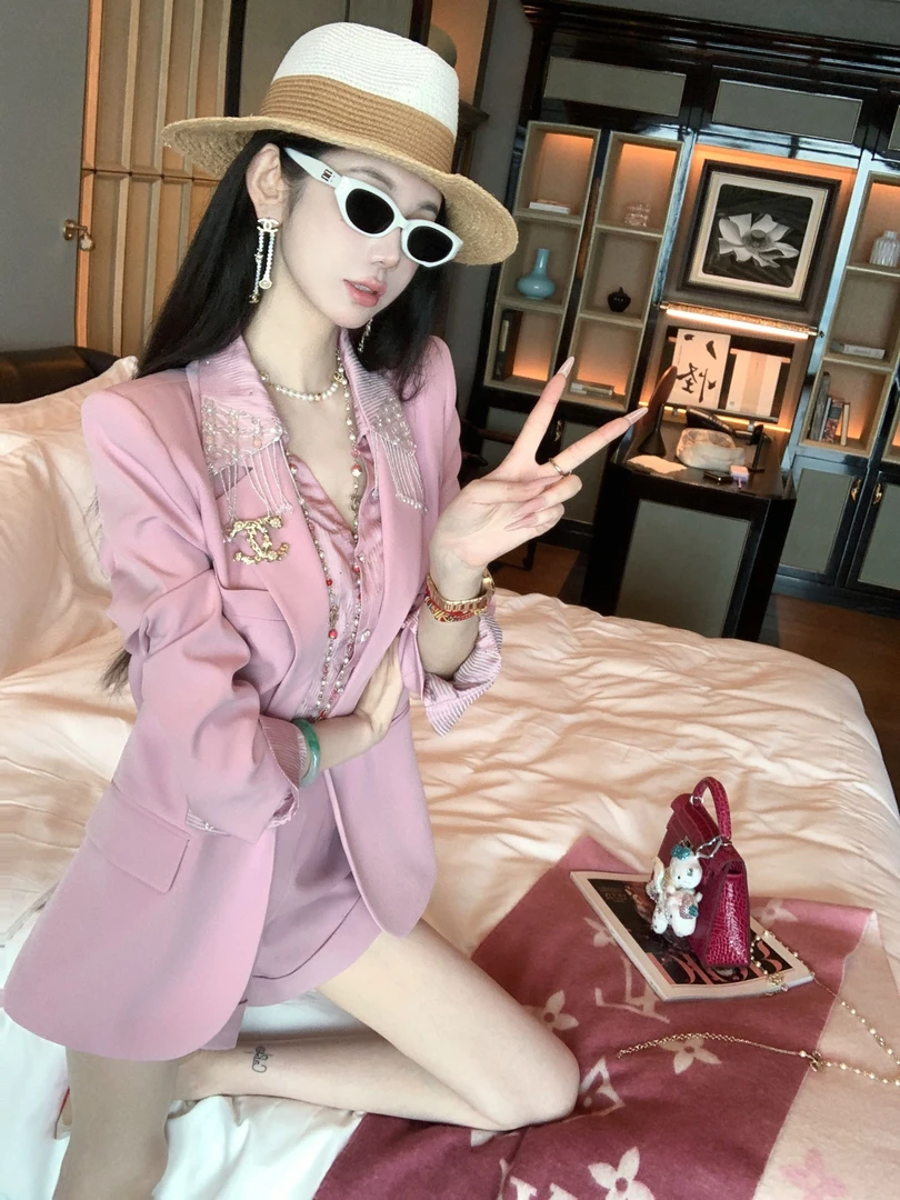 【雅乔定制】南韩女主 高级粉色西装外套女时尚西服DYCC-24128038