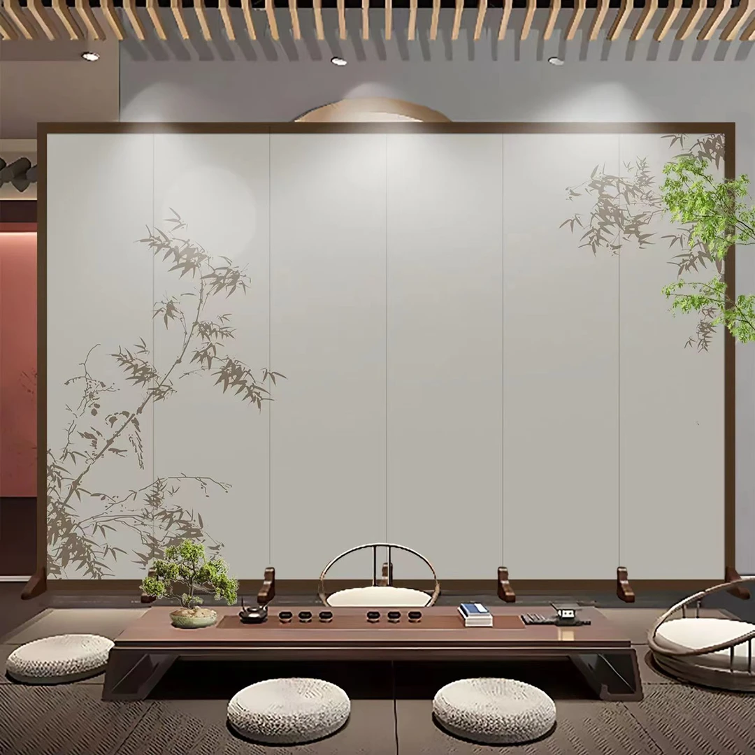 中式屏风隔断客厅玄关遮挡办公室酒店山水画折叠移动折屏古典定制